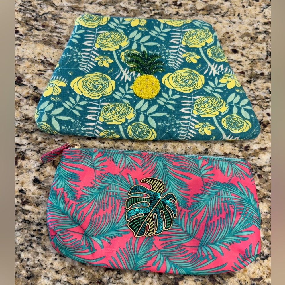 Tropical floral pineapple colorful set of mini bags